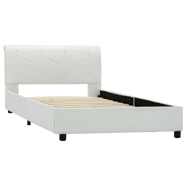vidaXL Bed Frame White Artificial Leather 90 x 200 cm
