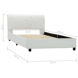 vidaXL Bed Frame White Artificial Leather 90 x 200 cm