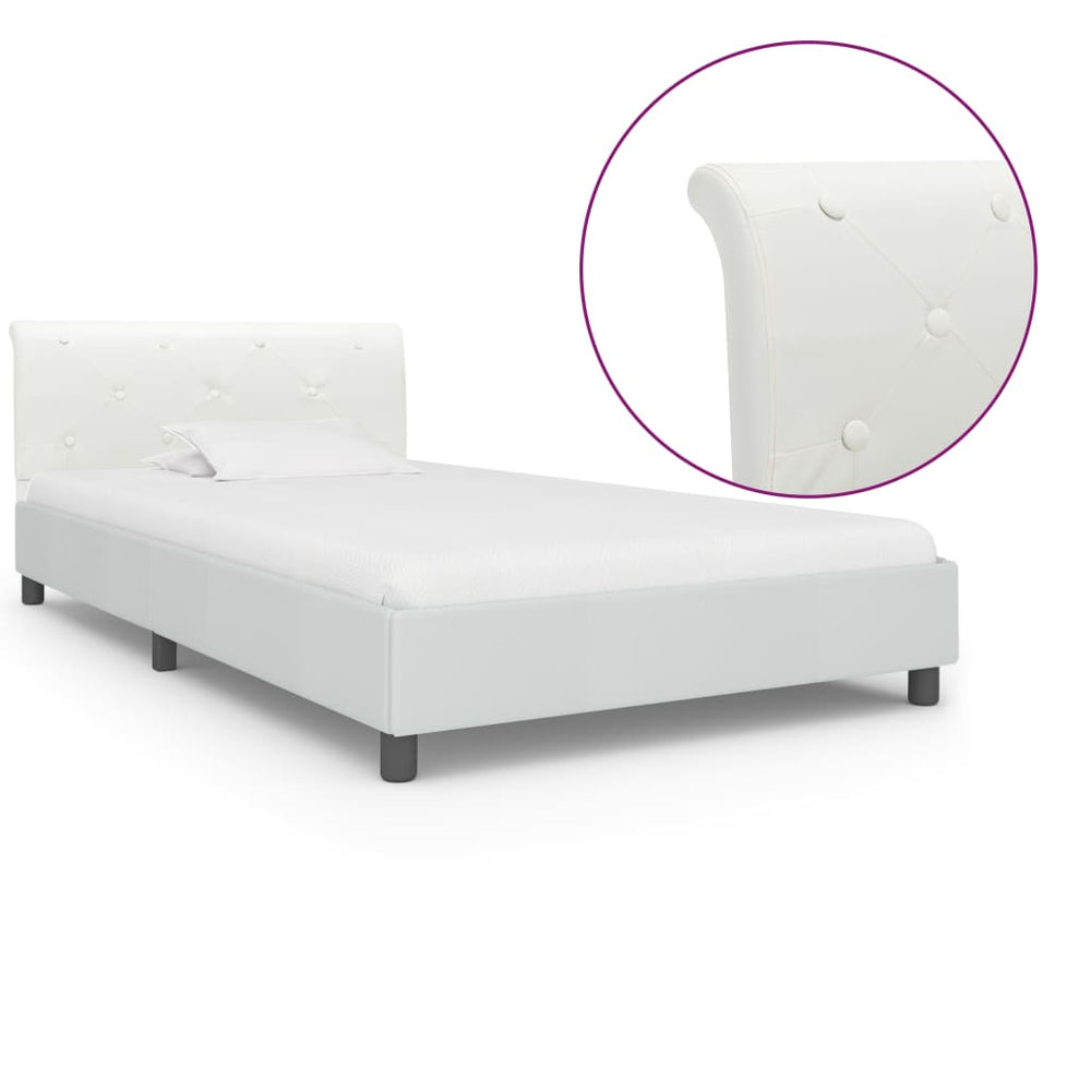 vidaXL Bed Frame White Artificial Leather 100x200 cm