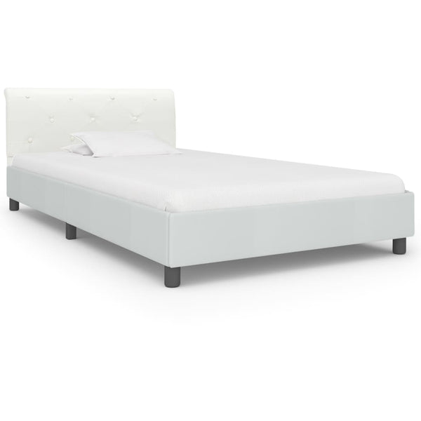 vidaXL Bed Frame White Artificial Leather 100x200 cm
