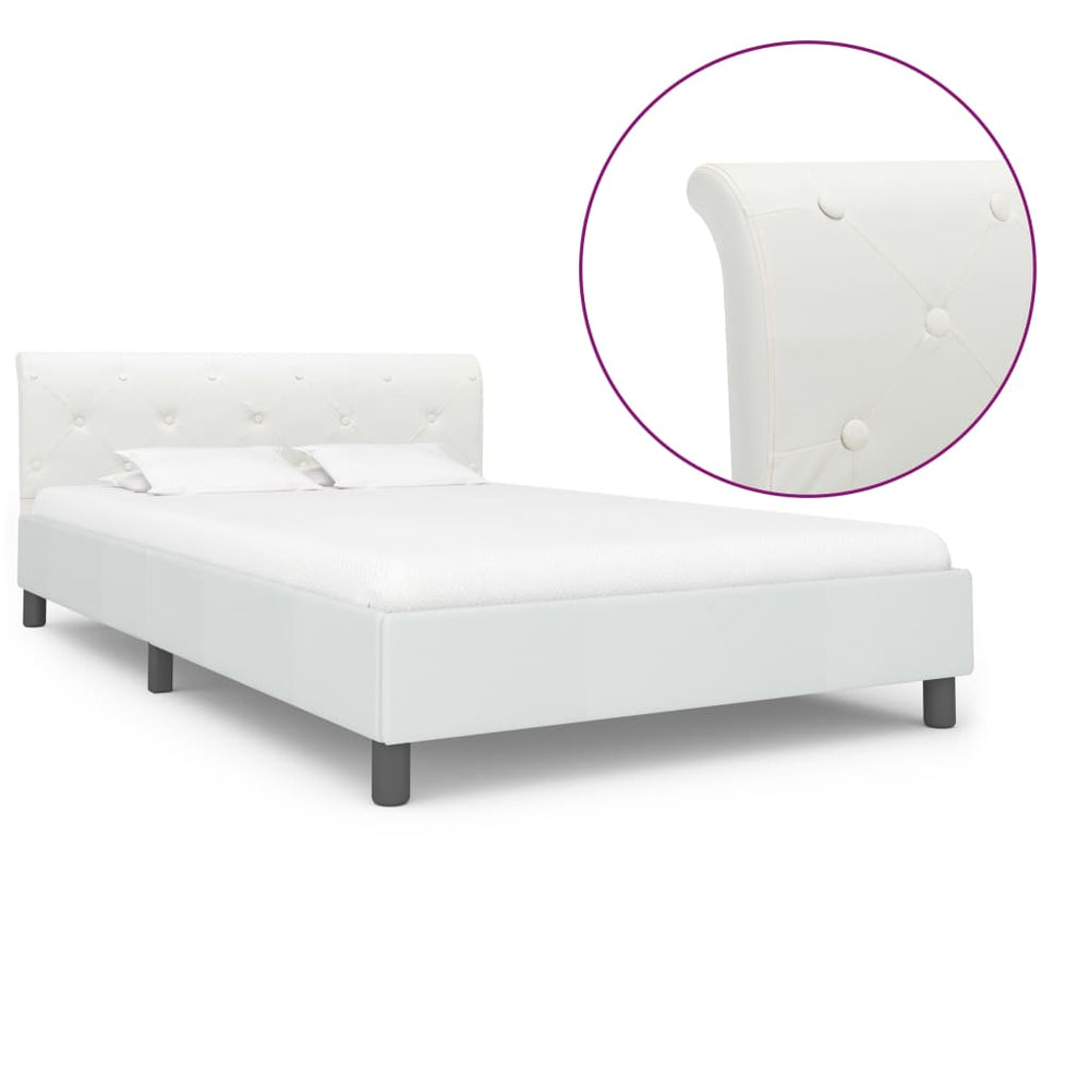 vidaXL Bed Frame White Faux Leather 120 x 200 cm