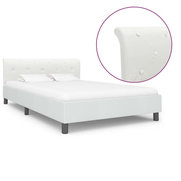 vidaXL Bed Frame White Artificial Leather 140x200 cm