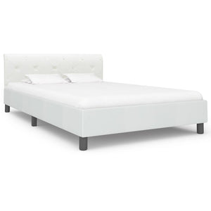 vidaXL Bed Frame White Artificial Leather 140x200 cm