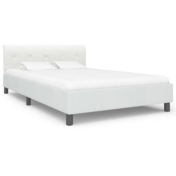 vidaXL Bed Frame White Artificial Leather 140x200 cm
