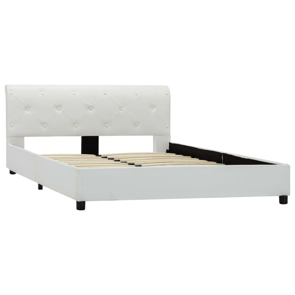 vidaXL Bed Frame White Artificial Leather 140x200 cm
