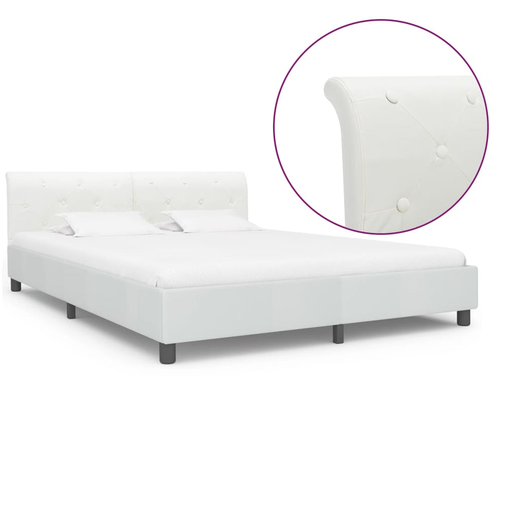 vidaXL Bed Frame White Faux Leather 180x200 cm
