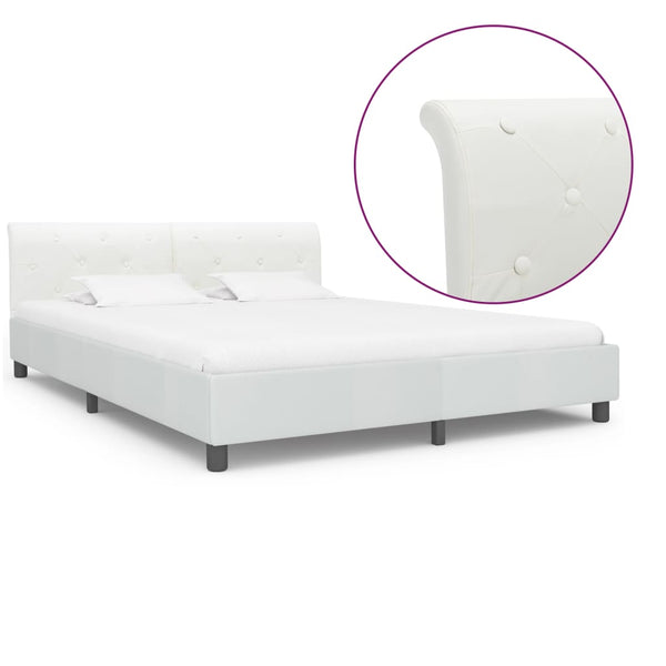 vidaXL Bed Frame White Faux Leather 180x200 cm