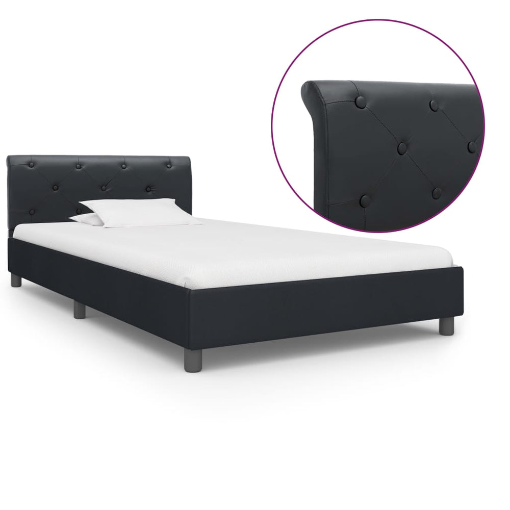 vidaXL Bed Frame Black Faux Leather 90 x 200 cm