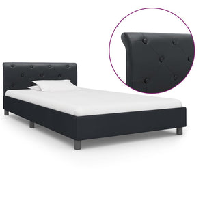 vidaXL Bed Frame Black Faux Leather 90 x 200 cm