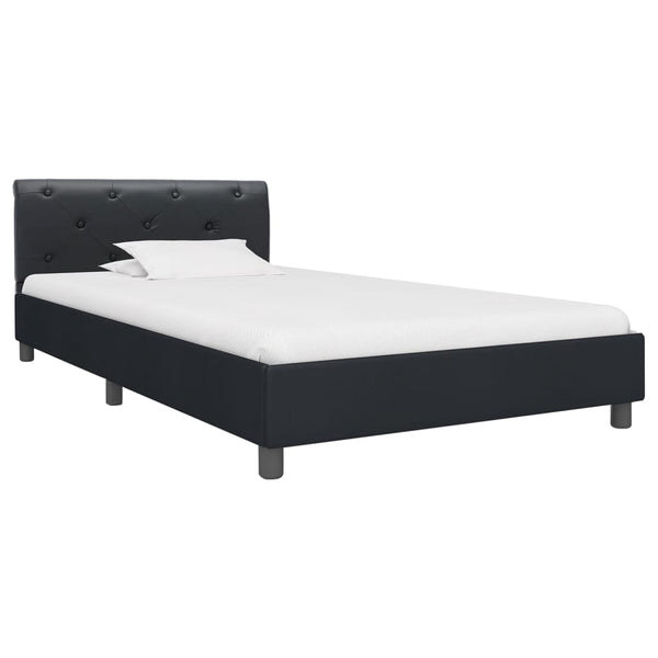 vidaXL Bed Frame Black Faux Leather 90 x 200 cm
