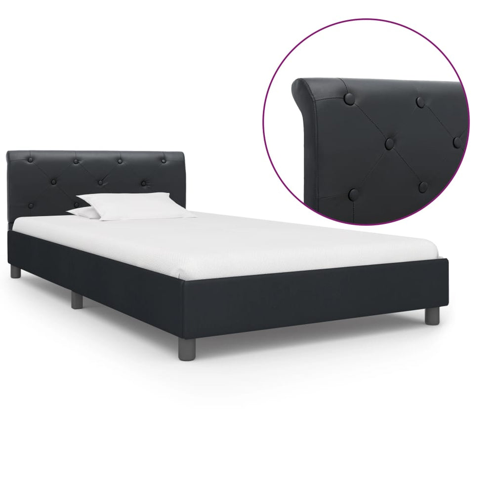 vidaXL Bed Frame Black Faux Leather 100 x 200 cm