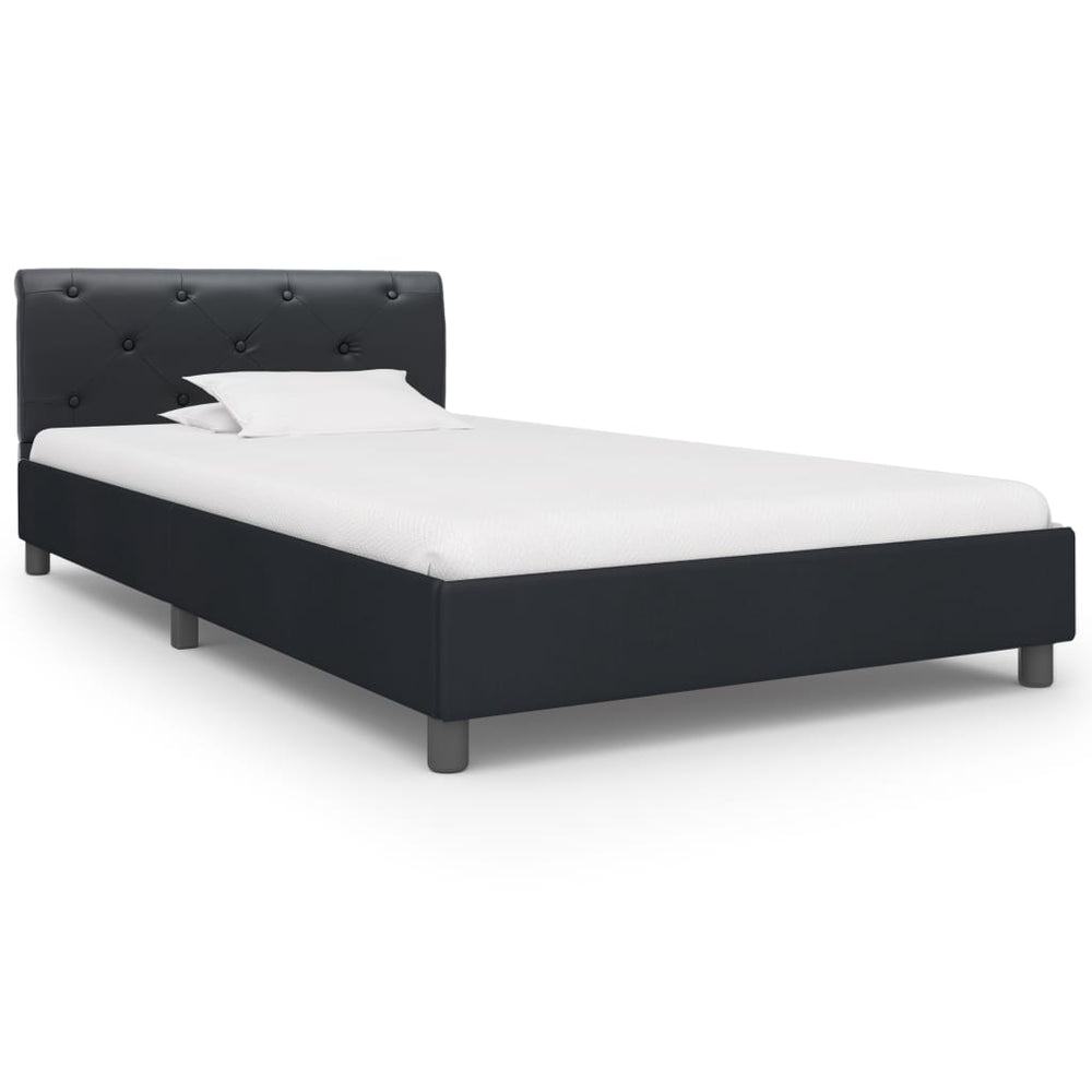vidaXL Bed Frame Black Faux Leather 100 x 200 cm