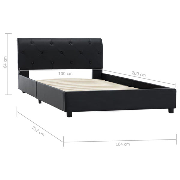 vidaXL Bed Frame Black Faux Leather 100 x 200 cm