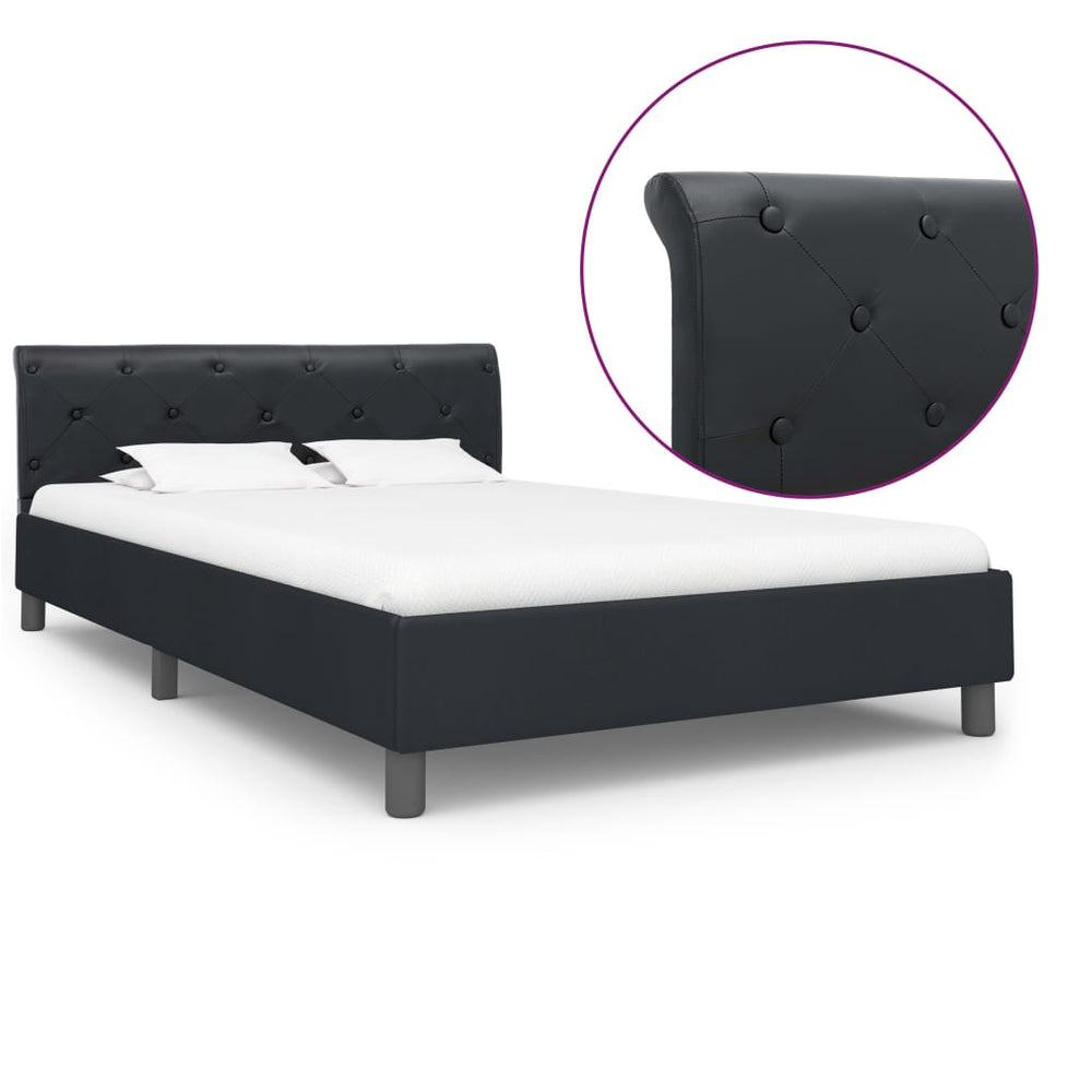 vidaXL Bed Frame Black Faux Leather 120 x 200 cm