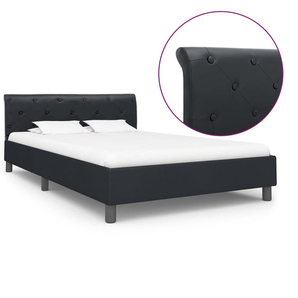 vidaXL Bed Frame Black Faux Leather 120 x 200 cm