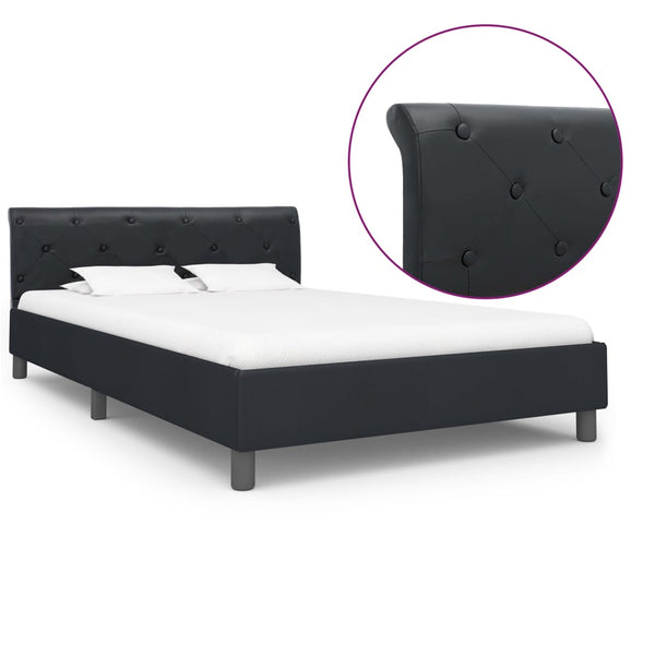 vidaXL Bed Frame Black Faux Leather 140 x 200 cm