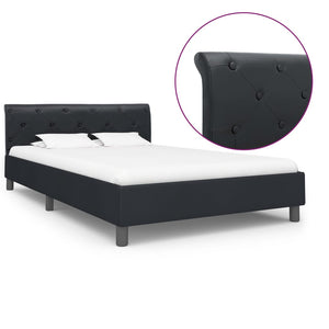 Bettgestell Schwarz Kunstleder 140 × 200 cm