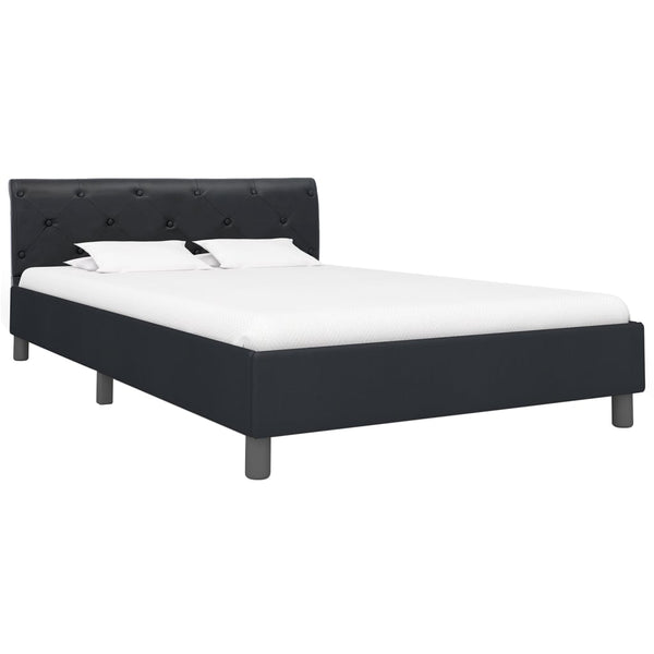 vidaXL Bed Frame Black Faux Leather 140 x 200 cm