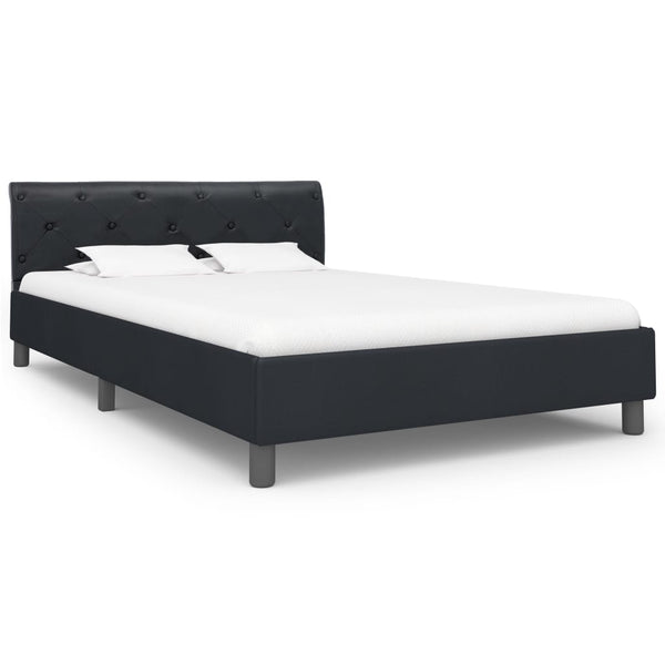 vidaXL Bed Frame Black Faux Leather 140 x 200 cm