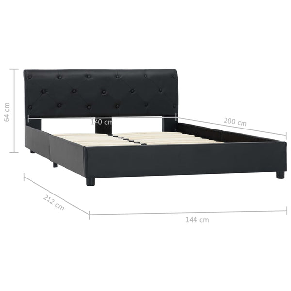vidaXL Bed Frame Black Faux Leather 140 x 200 cm