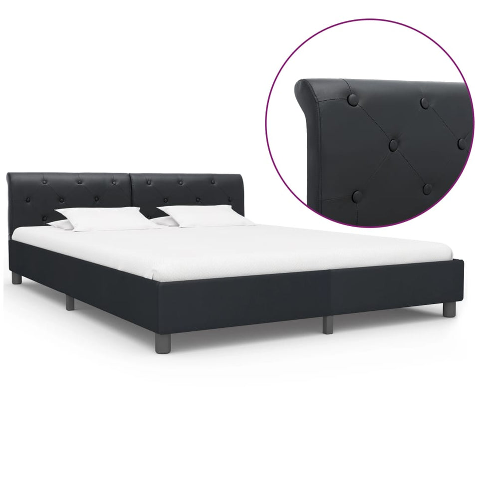 vidaXL Bed Frame Black Faux Leather 160 x 200 cm