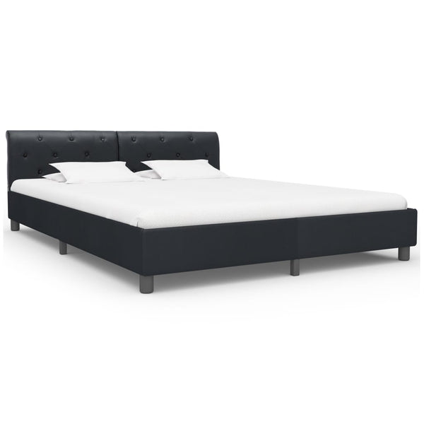 vidaXL Bed Frame Black Faux Leather 160 x 200 cm