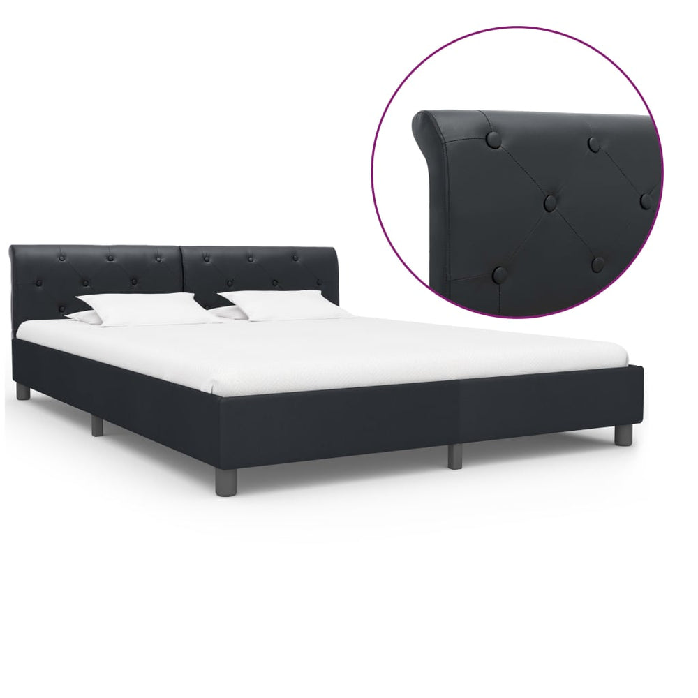 vidaXL Bed Frame Black Faux Leather 180 x 200 cm