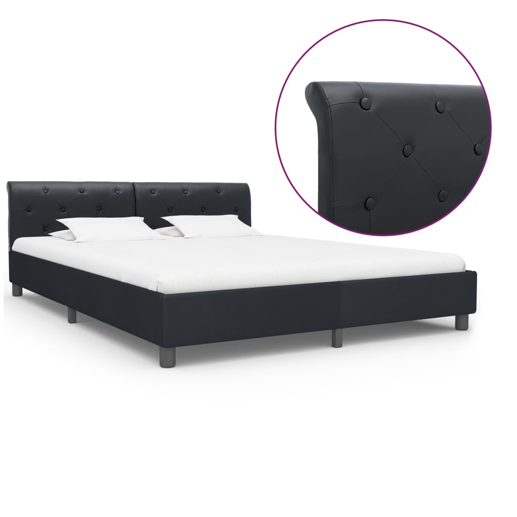vidaXL Bed Frame Black Faux Leather 180 x 200 cm