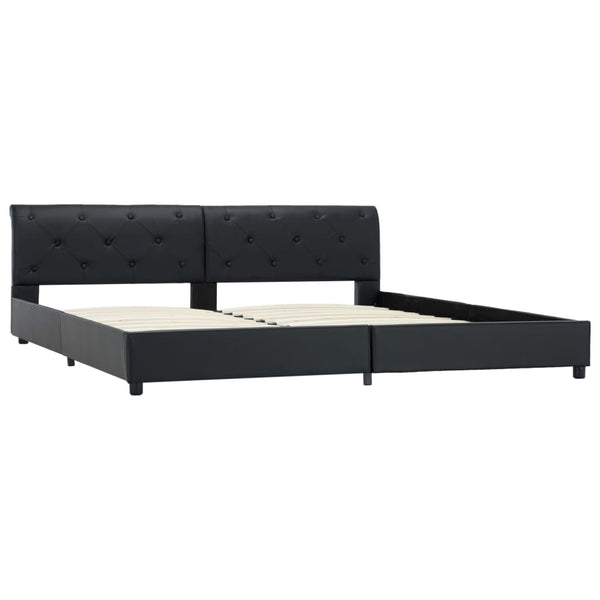 Bettgestell Schwarz Kunstleder 180 × 200 cm