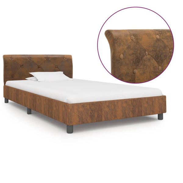 vidaXL Bed Frame Brown Suede Look 100 x 200 cm