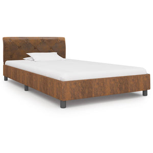 vidaXL Bed Frame Brown Suede Look 100 x 200 cm