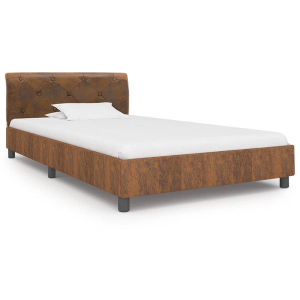vidaXL Bed Frame Brown Suede Look 100 x 200 cm