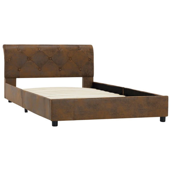 vidaXL Bed Frame Brown Suede Look 100 x 200 cm