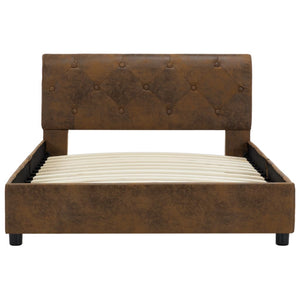vidaXL Bed Frame Brown Suede Look 100 x 200 cm