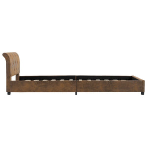 vidaXL Bed Frame Brown Suede Look 100 x 200 cm
