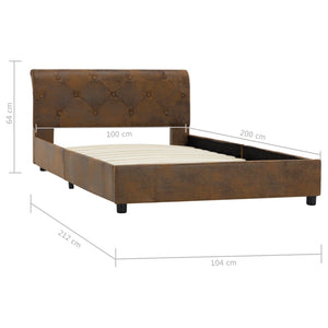 vidaXL Bed Frame Brown Suede Look 100 x 200 cm