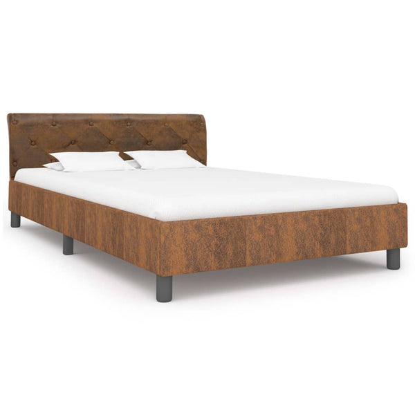 vidaXL Bed Frame Brown Suede Look 120 x 200 cm