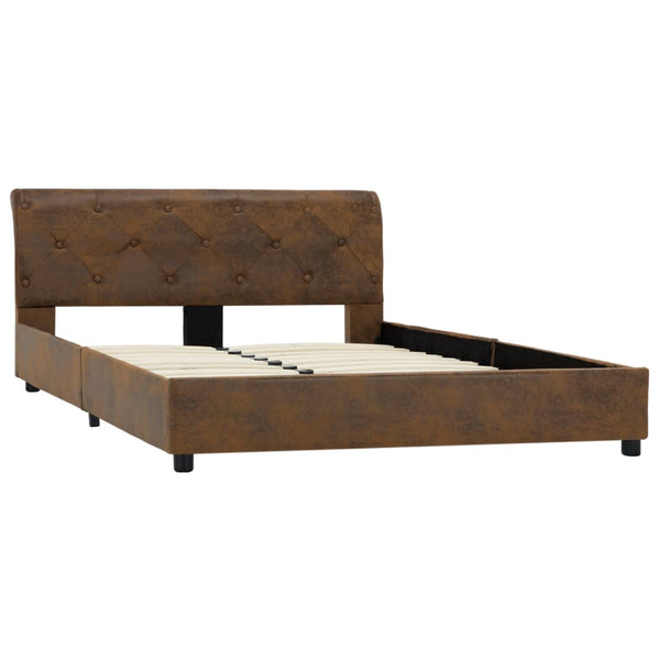 vidaXL Bed Frame Brown Suede Look 120 x 200 cm