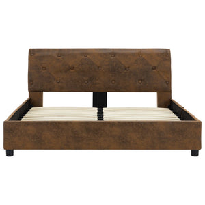 vidaXL Bed Frame Brown Suede Look 140 x 200 cm