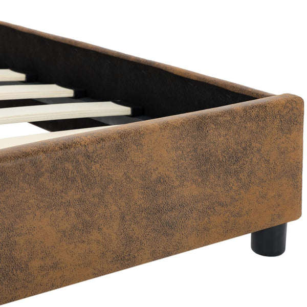 vidaXL Bed Frame Brown Suede Look 140 x 200 cm