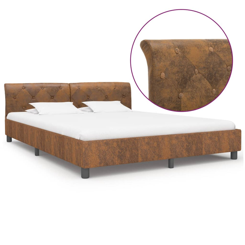 vidaXL Bed Frame Brown Suede-Look 180 x 200 cm