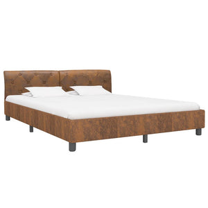 vidaXL Bed Frame Brown Suede-Look 180 x 200 cm