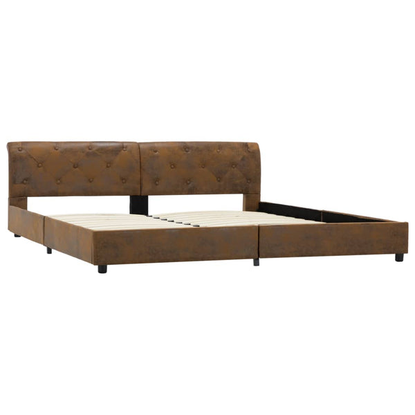vidaXL Bed Frame Brown Suede-Look 180 x 200 cm