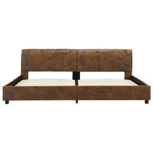 vidaXL Bed Frame Brown Suede-Look 180 x 200 cm