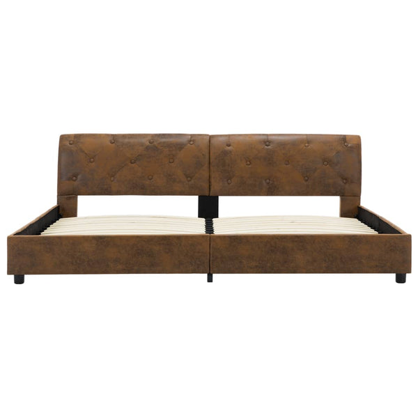 vidaXL Bed Frame Brown Suede-Look 180 x 200 cm