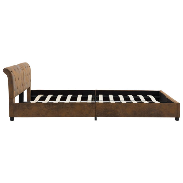 vidaXL Bed Frame Brown Suede-Look 180 x 200 cm