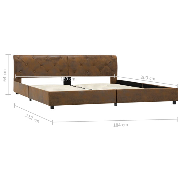 vidaXL Bed Frame Brown Suede-Look 180 x 200 cm