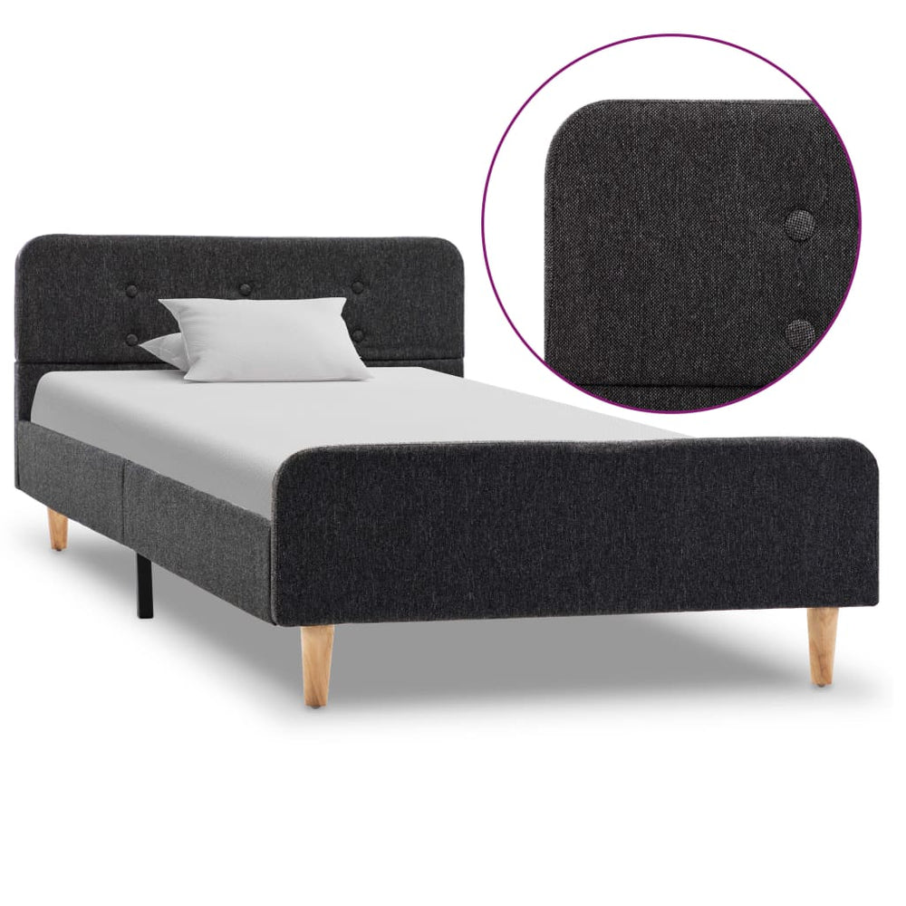 vidaXL Bed Frame Dark Grey Fabric 90x200 cm