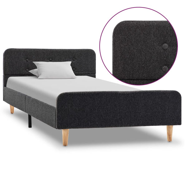 vidaXL Bed Frame Dark Grey Fabric 90x200 cm