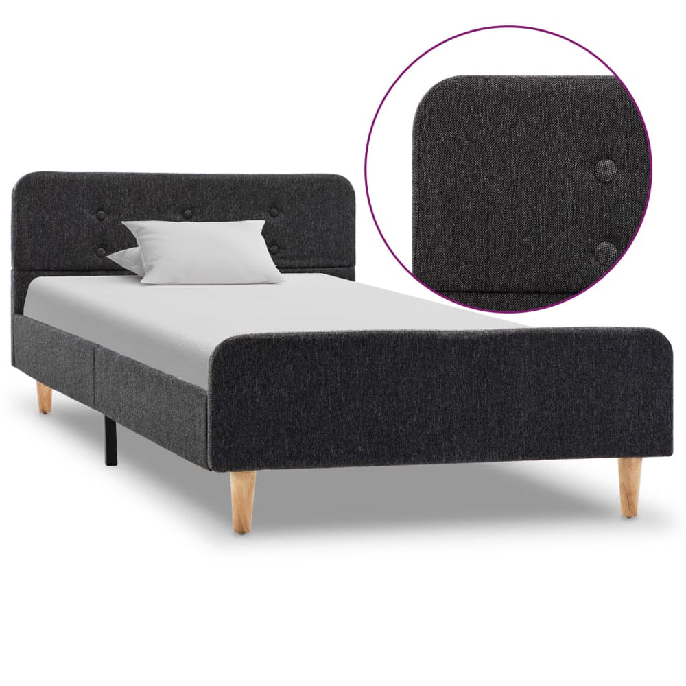 vidaXL Bed Frame Dark Grey Fabric 100x200 cm
